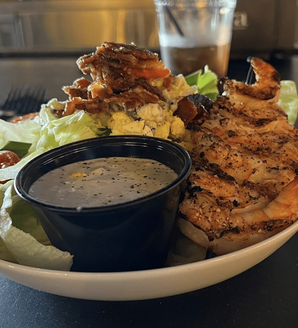 Shrimp salad with bacon and eggs at an Indian Rocks Beach restaurant